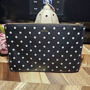Ralph Lauren Black and White Polka Dot Wristlet